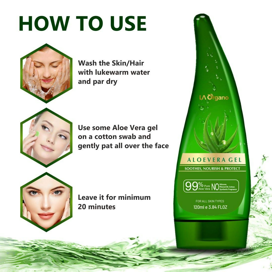 LA Organo Aloe Vera Gel for Face & Hair Moisturization and Papaya Skin Whitening Cream Combo | Swadesiicart
