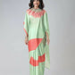 Vastranavya Mint Green & Coral Mandala Print Free Hand Ready to Wear Saree | Swadesiicart