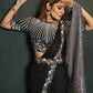 Black Silk Crepe Satin Cord Sequence & Thread Embroidered & Stone Work Saree - Moh-Manthan Royal Enigma