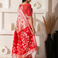 Shree Shyam Fashion Linen Cotton Red & White Saree