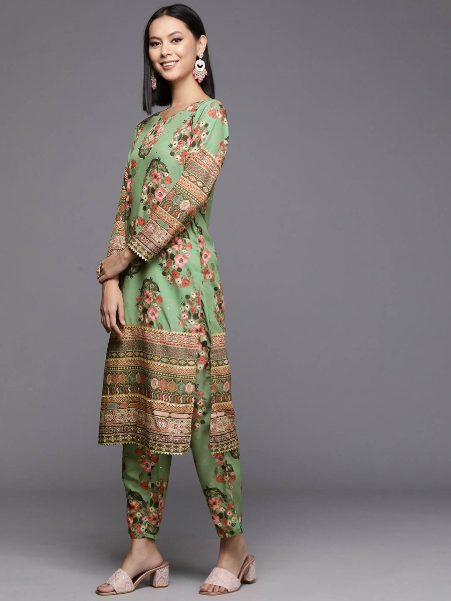 Ahalyaa Women's Traditional wear Kurta Set - Green | Swadesiicart