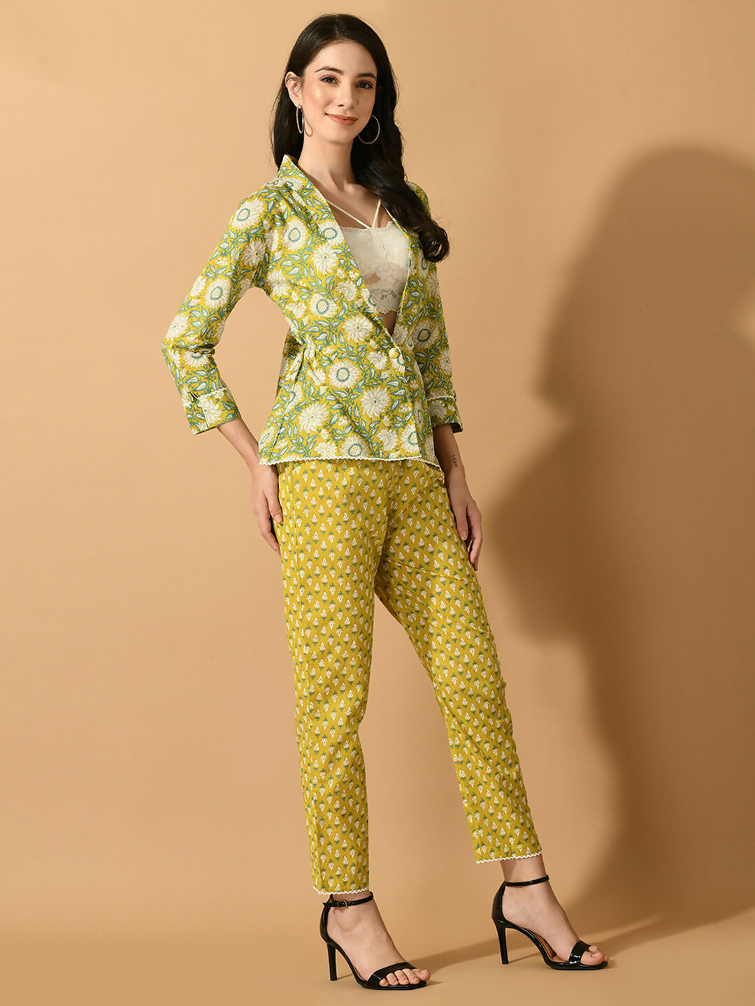 Myshka Women's Multi Printed Coat With Trousers - Swadesiicart