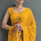 Aayaa Designer 1 min Hand Painted Ready to Wear saree - Mustard Yellow | Swadesiicart