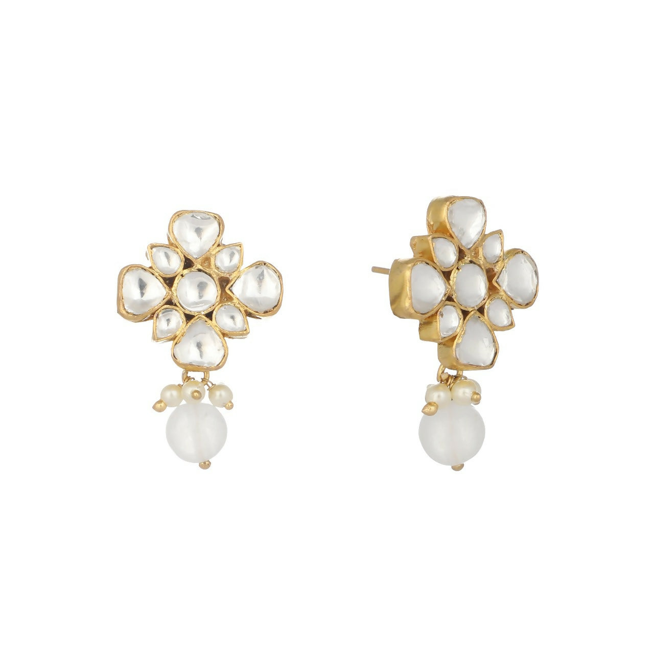 Nuyug 22K Gold Plated Kundan Paradise Stud Earrings | Swadesiicart