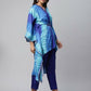 Ahalyaa Women Royal Blue Crepe Digital Printed Kaftan Kurta | Swadesiicart