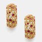 Ruby Raang Gold Polished Maroon Round Kundan Loops | Swadesiicart