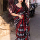 Red Linen Blend Ethnic Motifs Saree with Unstitched Blouse - Hiral Fashion | Swadesiicart