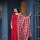 Aayaa Designer Embroidery Zari Sequins-Work Faux Blooming Georgette Suit - Red