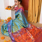 Very Much Indian Authentic Dual Tone Powder Blue Paithani | Swadesiicart