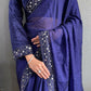 Vastranavya Blue Rangoli Silk Real Mirror work with Swarovski work Ready to Wear Saree | Swadesiicart