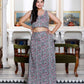 Miravan Women's Grey Floral Printed Crop Top And Skirt Co-Ord Set - Swadesiicart