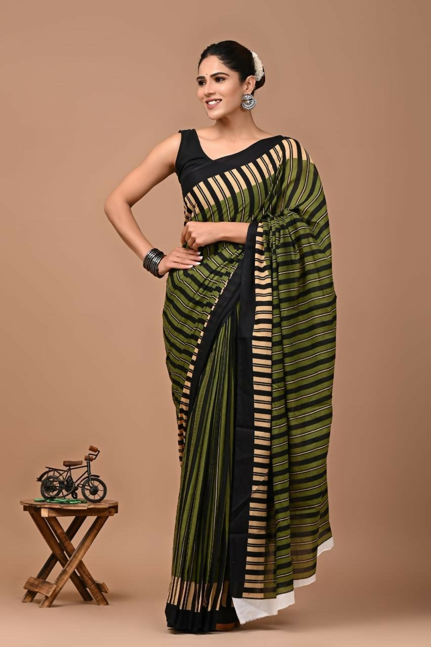 Exclusive Collection Mutlicolor Beautiful Mulmul Cotton Saree - Swadesiicart
