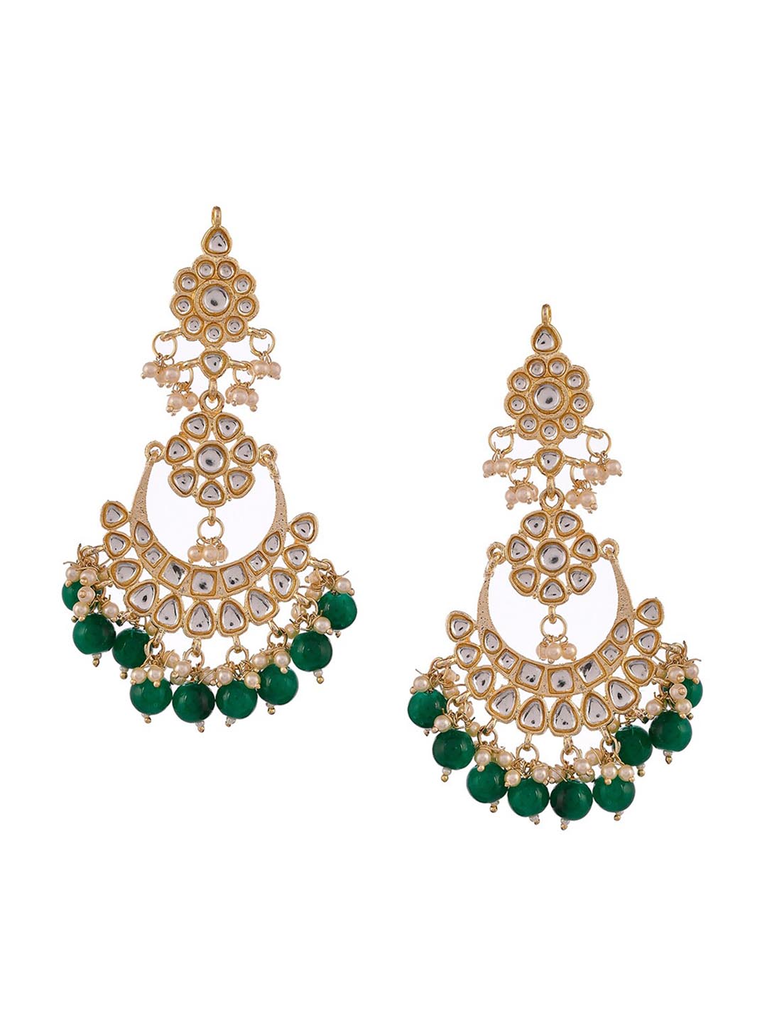 Shoshaa Green Contemporary Chandbalis Earrings | Swadesiicart
