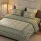 BELLA CASA Teal & Off White Printed 350 TC King Pure Cotton 2 Pillow Covers Bedsheet