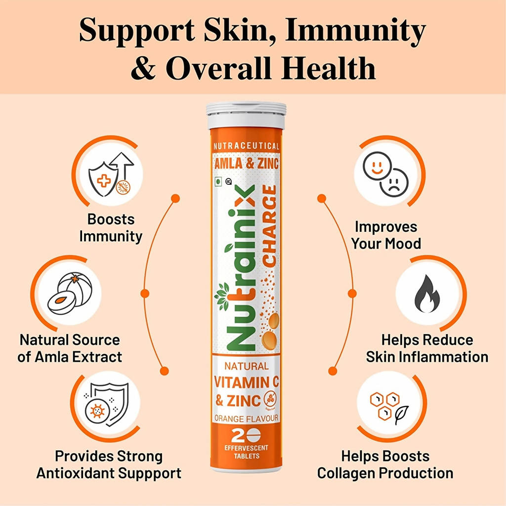 Nutrainix Charge Natural Vitamin C & Zinc Tablets | Swadesiicart