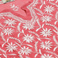 ADA Women Pink & White Chikankari Embroidered Sustainable Handloom Kurta with Trousers | Swadesiicart