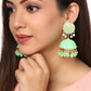 Yellow Chimes Women Green Meenakari Jhumkas Earrings - Swadesiicart