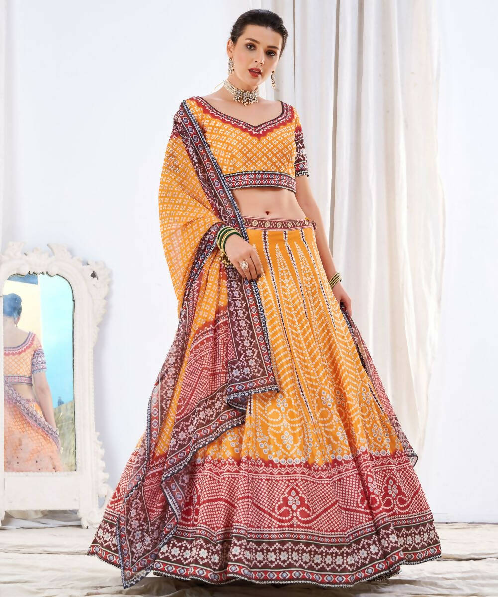 Wedding Designer Yellow Chinon Lehengha Choli - Anbazaar | Swadesiicart