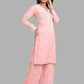ADA Floral Embroidered Long Sleeves Regular Lucknowi Chikankari Kurta With Palazzos | Swadesiicart