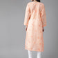 ADA Women Peach-Coloured & White Chikankari Embroidered Handloom Kurta with Cotton Trousers | Swadesiicart