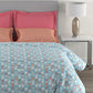 MYTRIDENT Blue White Geometric Cotton 144 TC Queen Bedsheet With 2 Pillow Covers - Swadesiicart