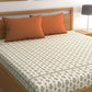 CHHAVI INDIA Cream-Coloured & Orange Floral Ultra Soft 210 TC Bedsheet with Pillow Covers - Swadesiicart