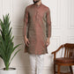Sojanya Men Maroon & Off-White Woven Design Kurta with Churidar | Swadesiicart