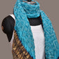 Dark Blue and Blue Bandhani Kanchipuram Silk Handloom Dupatta with Border Design - Global Threads | Swadesiicart