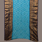 Dark Blue and Blue Bandhani Kanchipuram Silk Handloom Dupatta with Border Design - Global Threads | Swadesiicart
