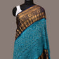 Dark Blue and Blue Bandhani Kanchipuram Silk Handloom Dupatta with Border Design - Global Threads | Swadesiicart