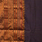 Dark Blue and Mustard Narayanpet Silk Handloom Saree with Checks Design No Blouse - Global Threads | Swadesiicart