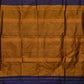 Dark Blue and Mustard Narayanpet Silk Handloom Saree with Checks Design No Blouse - Global Threads | Swadesiicart