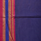 Dark Blue and Pink Bamboo Cotton Plain Saree with Strips Pallu Design No Blouse - Global Threads | Swadesiicart