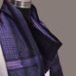 Dark Blue and Pink Shibori Silk Handloom Stole with Checks Design - Global Threads | Swadesiicart