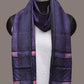 Dark Blue and Pink Shibori Silk Handloom Stole with Checks Design - Global Threads | Swadesiicart