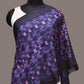Dark Blue and Pink Shibori Silk Handloom Stole with Zig-Zag Design - Global Threads | Swadesiicart