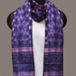 Dark Blue and Pink Shibori Silk Handloom Stole with Zig-Zag Design - Global Threads | Swadesiicart