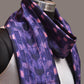 Dark Blue and Pink Shibori Silk Handloom Stole with Zig-Zag Design - Global Threads | Swadesiicart