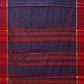 Dark Blue and Red Bamboo Cotton Saree with Big Checks Design No Blouse - Global Threads | Swadesiicart