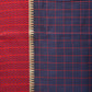 Dark Blue and Red Bamboo Cotton Saree with Big Checks Design No Blouse - Global Threads | Swadesiicart