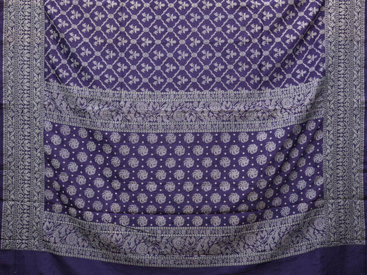 Dark Blue Cut Work Tussar Cotton Handloom Saree with All Over Jamdani Style Design - Global Threads | Swadesiicart