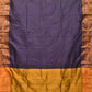 Dark Blue Narayanpet Silk Handloom Saree with Checks Design No Blouse - Global Threads | Swadesiicart