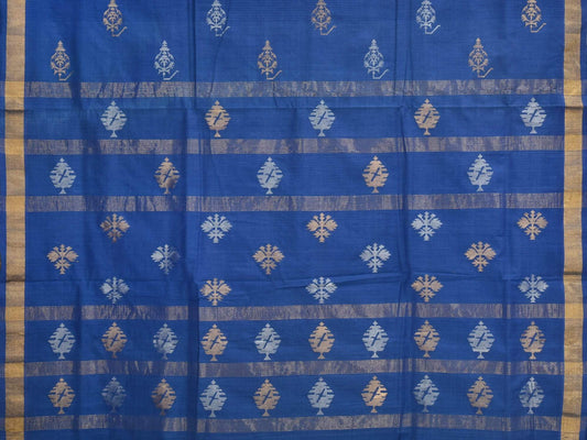 Dark Blue Uppada Cotton Handloom Saree with Assorted Buta Pallu Design - Global Threads | Swadesiicart