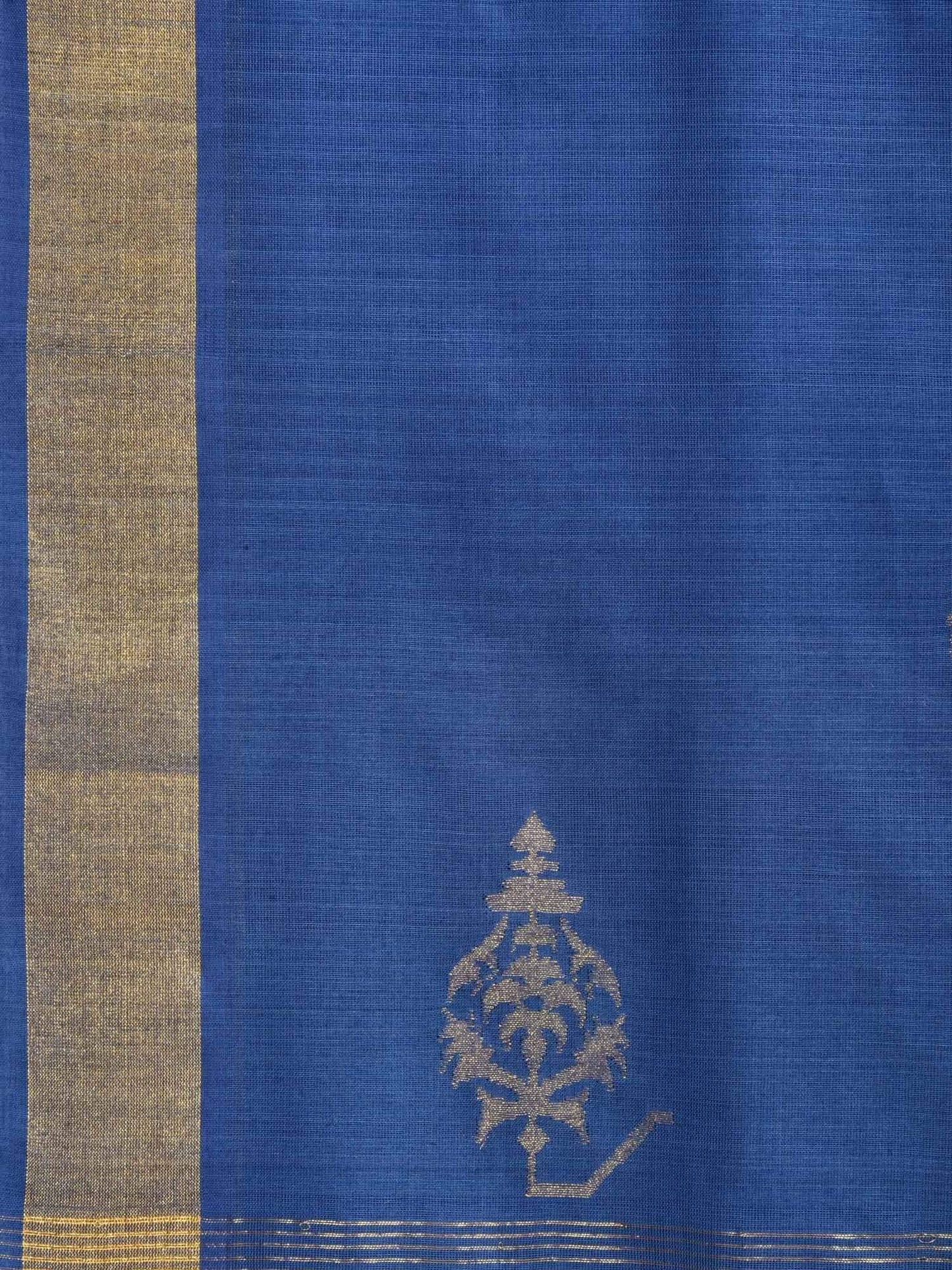 Dark Blue Uppada Cotton Handloom Saree with Assorted Buta Pallu Design - Global Threads | Swadesiicart