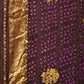 Dark Brown Bandhani Kanchipuram Silk Handloom Saree with Mango Pallu Design - Global Threads | Swadesiicart