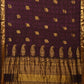 Dark Brown Bandhani Kanchipuram Silk Handloom Saree with Mango Pallu Design - Global Threads | Swadesiicart