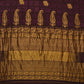 Dark Brown Bandhani Kanchipuram Silk Handloom Saree with Mango Pallu Design - Global Threads | Swadesiicart