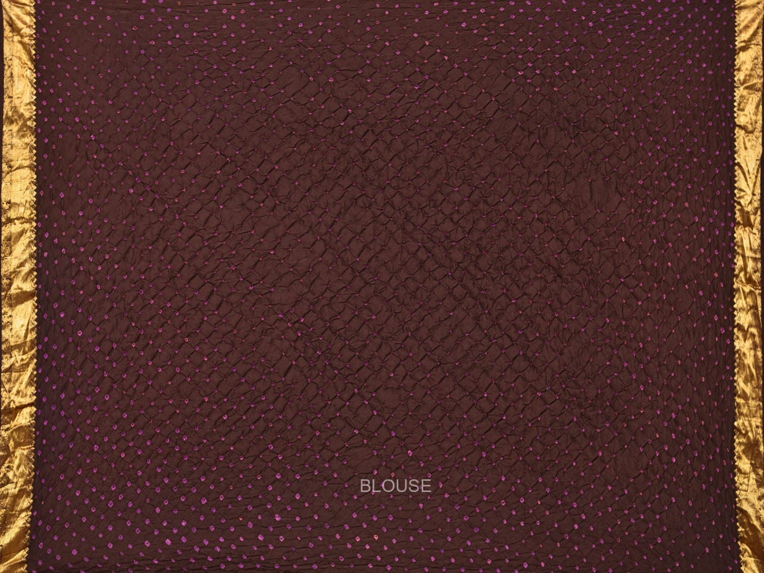 Dark Brown Bandhani Kanchipuram Silk Handloom Saree with Mango Pallu Design - Global Threads | Swadesiicart