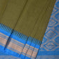 Dark Green and Blue Gadwal Cotton Plain Saree with Checks and Pallu Design No Blouse - Global Threads | Swadesiicart