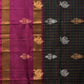 Dark Green and Purple Uppada Silk Handloom Saree with Checks and Body Buta Design - Global Threads | Swadesiicart